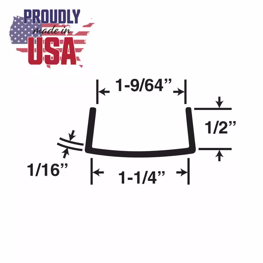 None 1/2 in. D x 1-1/4 in. W x 72 in. L White Styrene Plastic U-Channel Moulding Fits 1-1/4 in. Board, (10-Pack)