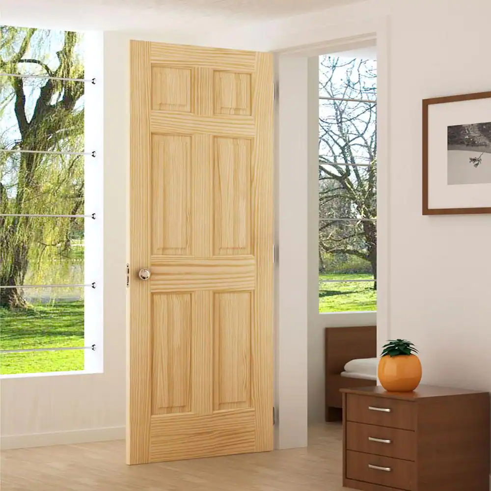 Kimberly Bay 28 in. x 80 in. x 1.375 in. 6 Panel Colonial Double Hip Pine Interior Door Slab