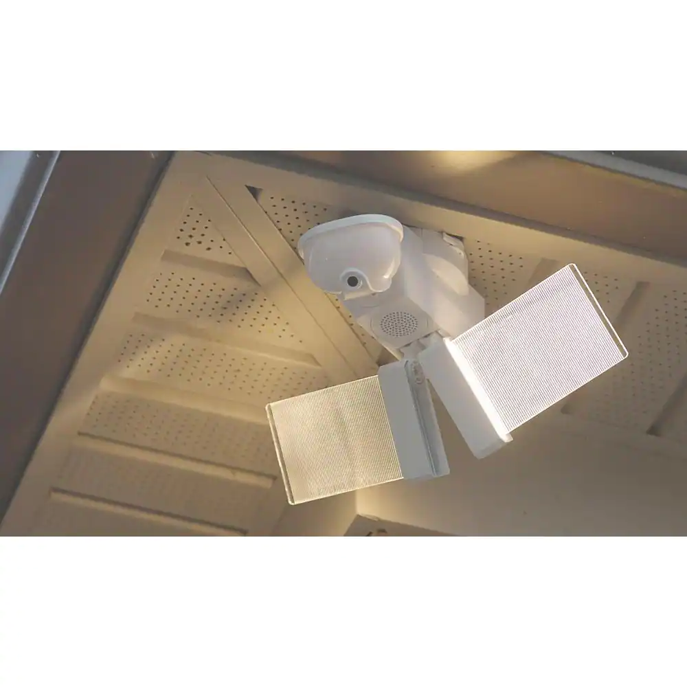 SECUR360 2000 Lumens Integrated LED Motion Sensor Wired Edge Lit White Outdoor Security Flood Light with Video Wi-Fi Connected