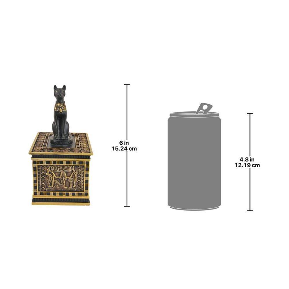Design Toscano 4.5 in. H Black & Gold Royal Bastet Egyptian Box: Set of Two