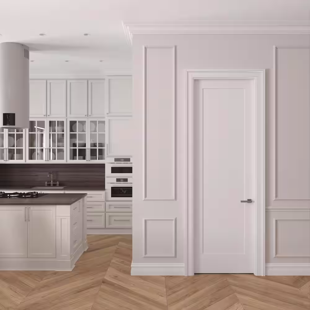 RESO 30 in. x 96 in. Left-Handed Solid Core Primed White Composite Single Pre-hung Interior Door Oil Rubbed Bronze Hinges