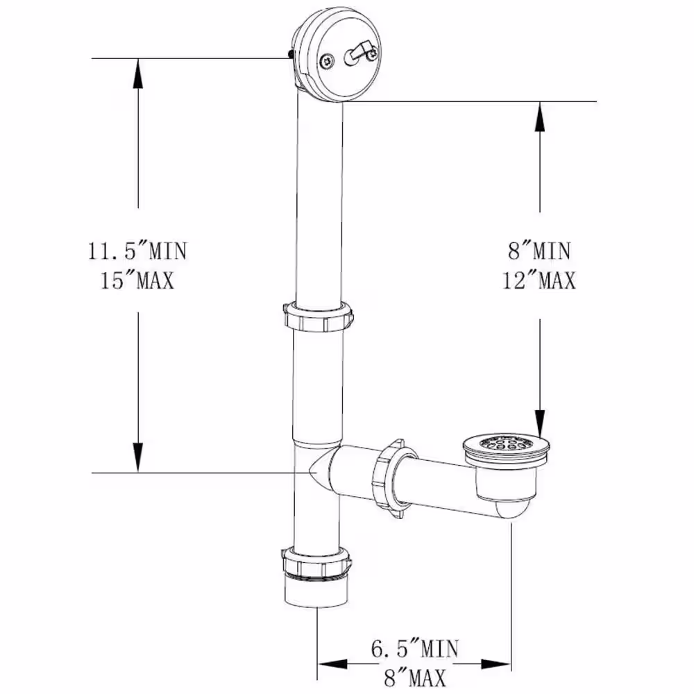 Everbilt Trip Lever 1-1/2 in. White Poly Pipe Bath Waste and Overflow Drain in Brushed Nickel