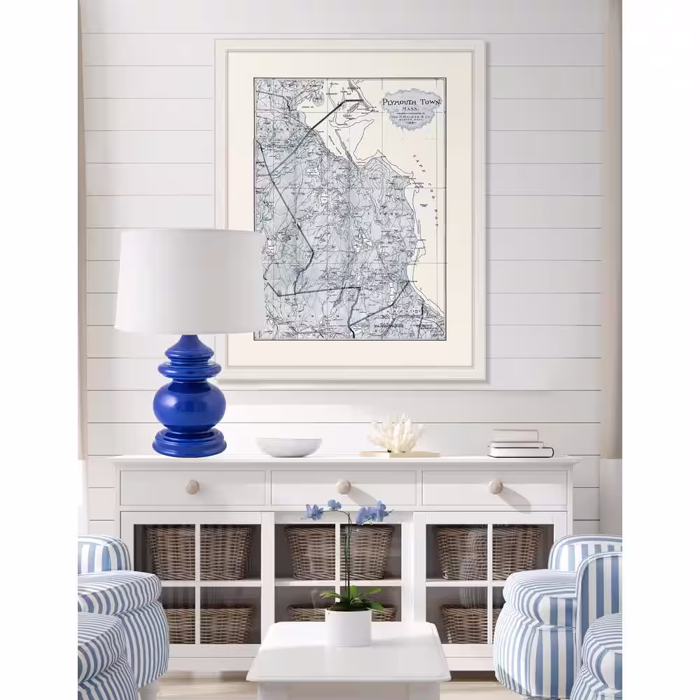 None Cottage 26.5 in. Gloss Primary Blue Indoor Table Lamp