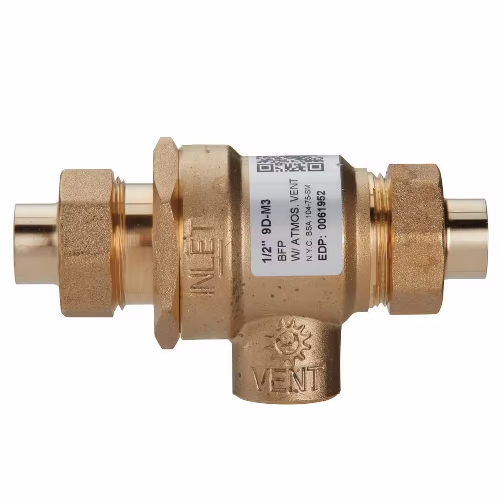 Watts 1/2 in. Cast-Brass SWT x SWT Dual Check Vacuum Breaker with Solder Ends