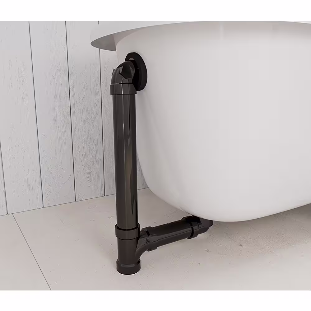 Everbilt Easy Touch 1-1/2 in. x 1.58 ft. Sch. 40 ABS Pipe Bath Waste and Overflow Drain DWV Pressure 5 PSI in Matte Black