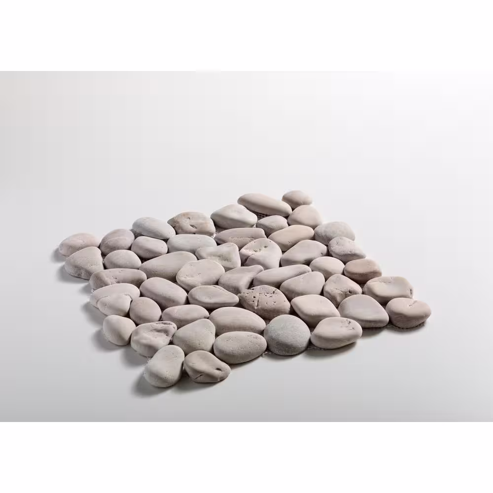 TILE CONNECTION Classic Pebble Tile Tan 11-1/4 in. x 11-1/4 in. x 12.7mm Mesh-Mounted Mosaic Tile (9.61 sq. ft. / case)