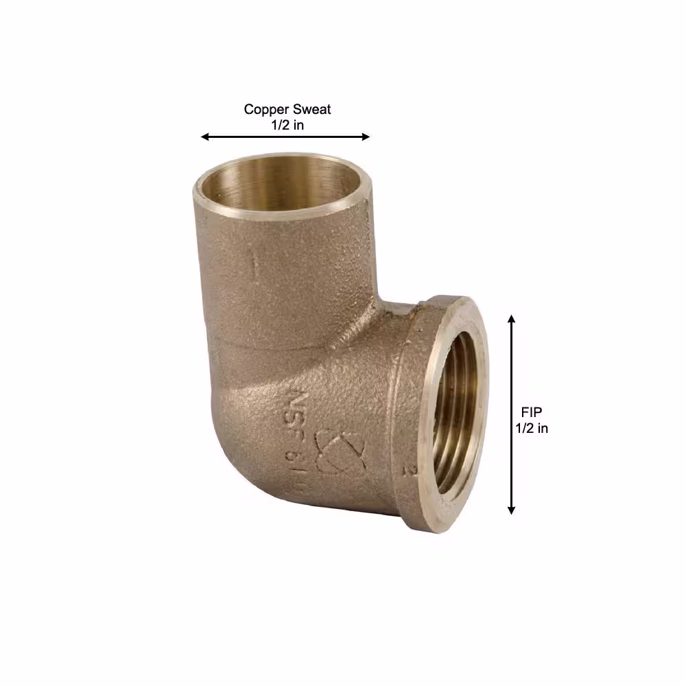 Everbilt 1/2 in. Forged Bronze Lead-Free Pressure 90-Degree Cup x FIP Elbow Fitting