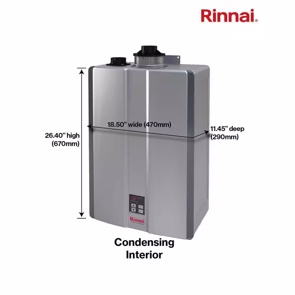 Rinnai Super High Efficiency Plus 9 GPM Residential 160,000 BTU Interior Natural Gas Tankless Water Heater