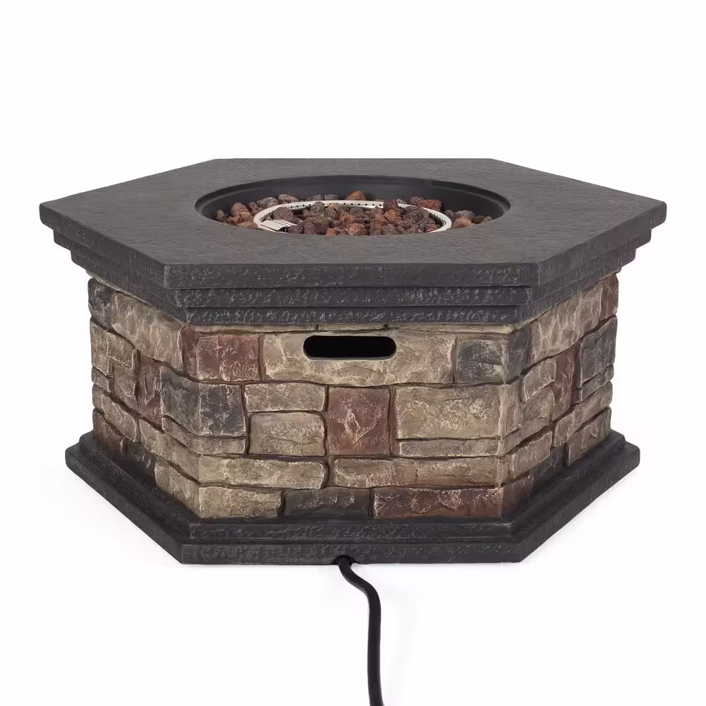 Noble House Fox Stone Octagonal Stone Fire Pit (No Tank Holder)