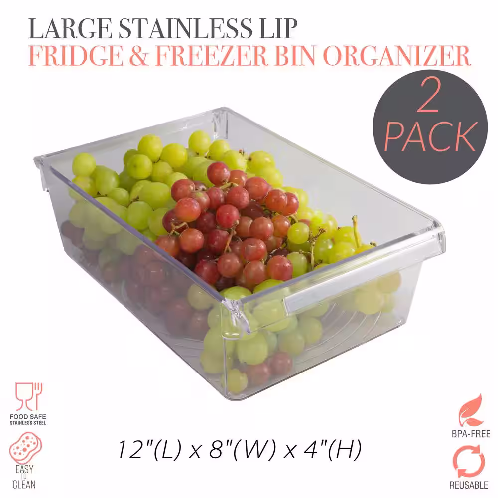 Kitchen Details 2 Pack Large Refrigerator Storage Bins