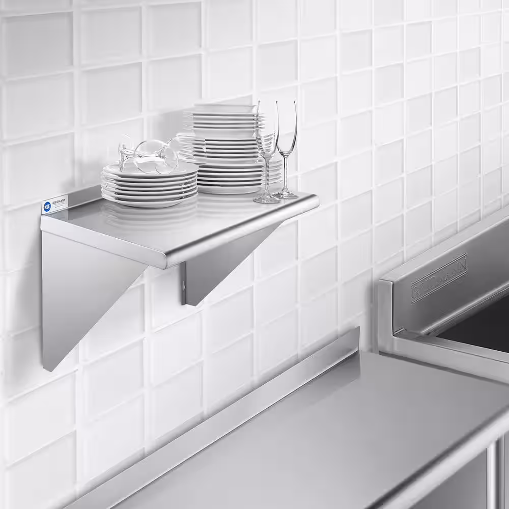 GRIDMANN 18 in. x 24 in. x 18.5 in. Stainless Steel Wall-Mount Garage Wall Shelf with Brackets