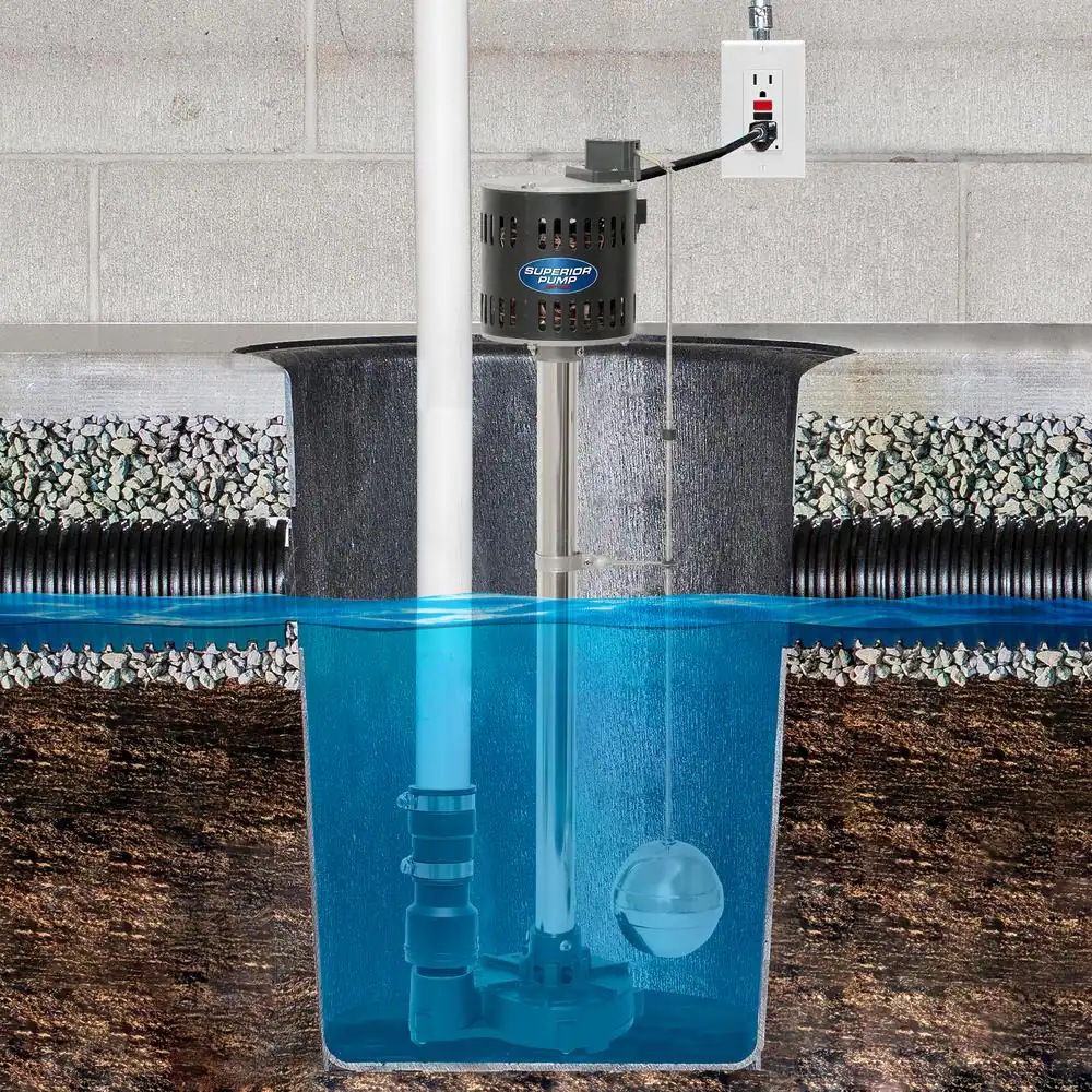 Superior Pump 1/3 HP Cast Iron/SSTL Pedestal Sump Pump