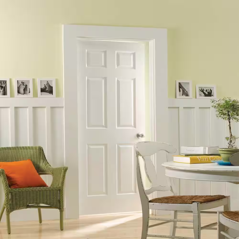 Masonite 30 in. x 80 in. 6 Panel Right-Handed Solid Core Textured Primed Composite Single Prehung Interior Door