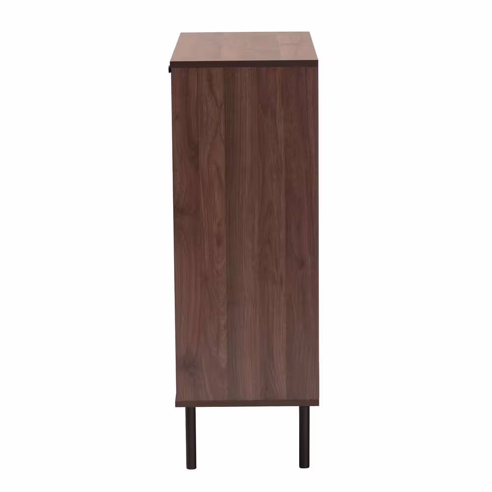 Baxton Studio Josette 29.5 in. W x 38.2 in. H Walnut Brown and Black Shoe Storage Cabinet