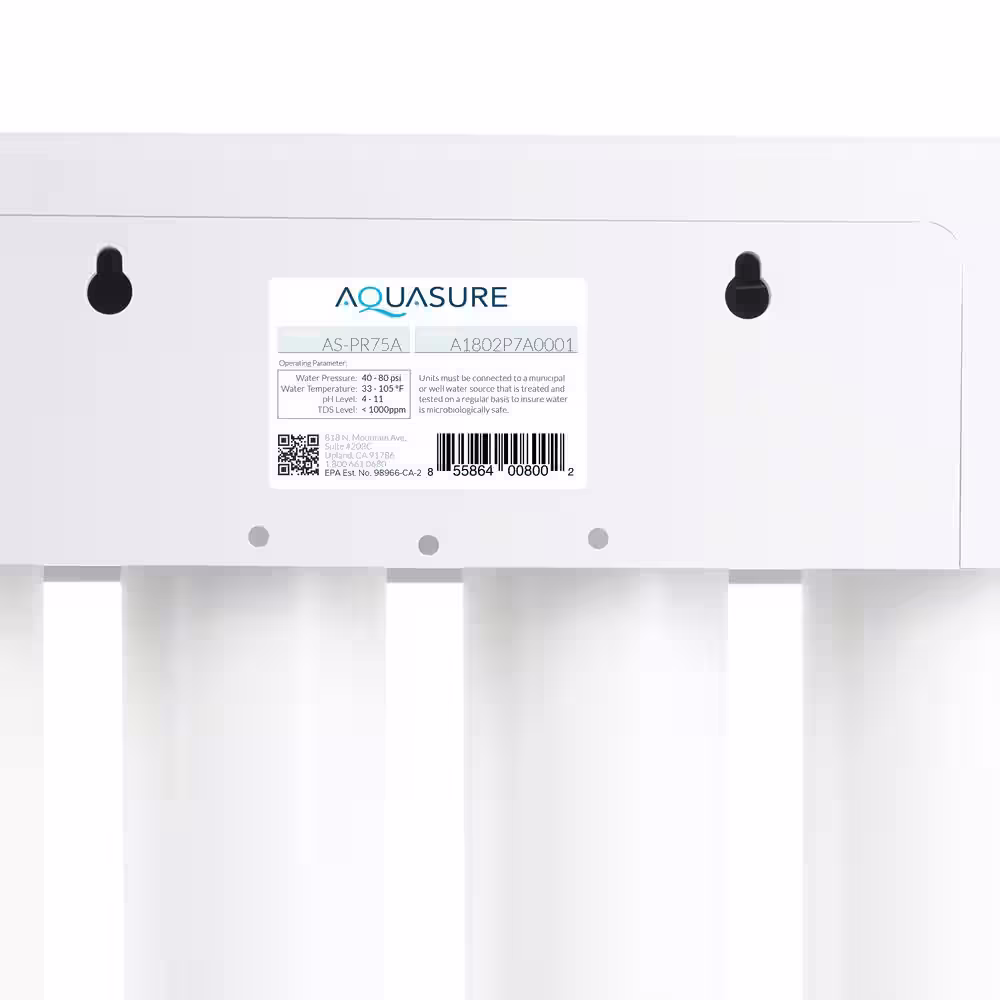 AQUASURE Premier Series 75 GPD Reverse Osmosis Water Filtration System with Chrome Finished Faucet