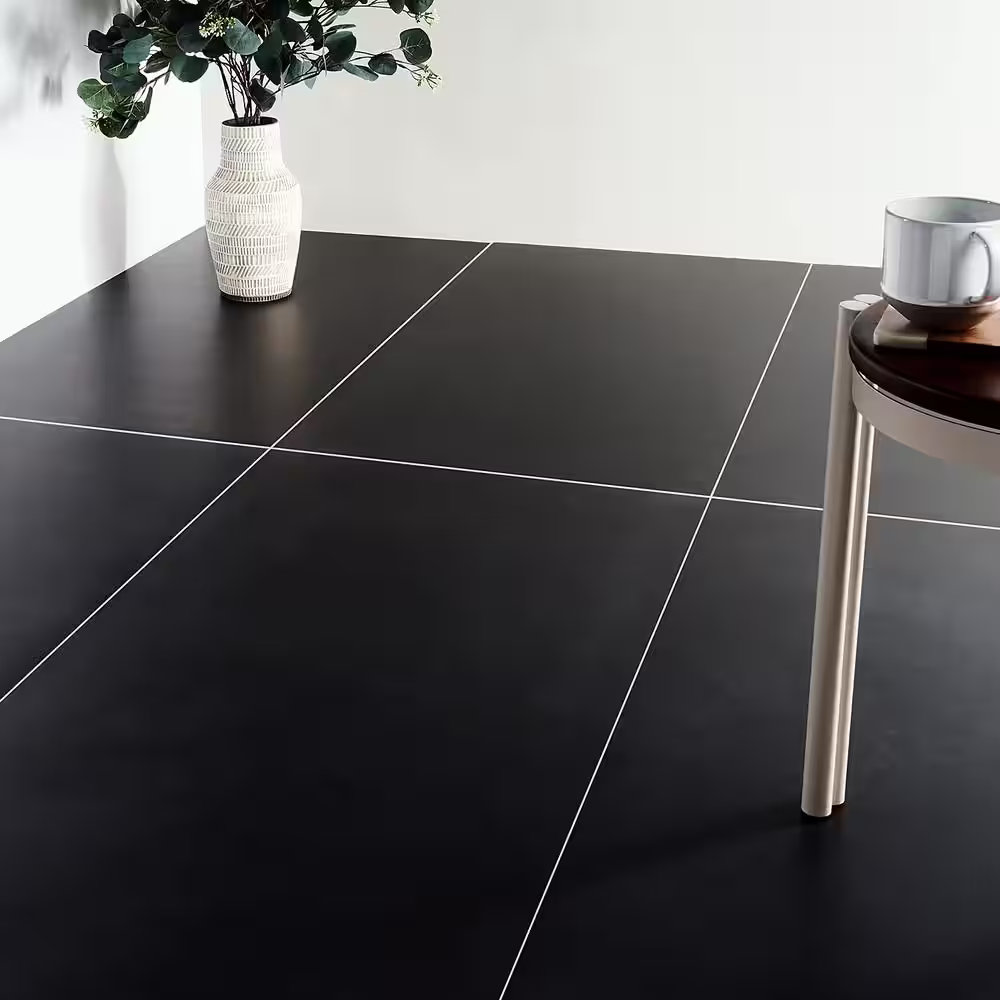 Ivy Hill Tile Stria Black 23.62 in. x 47.24 in. Matte Porcelain Floor and Wall Tile (15.49 sq. ft./Case)