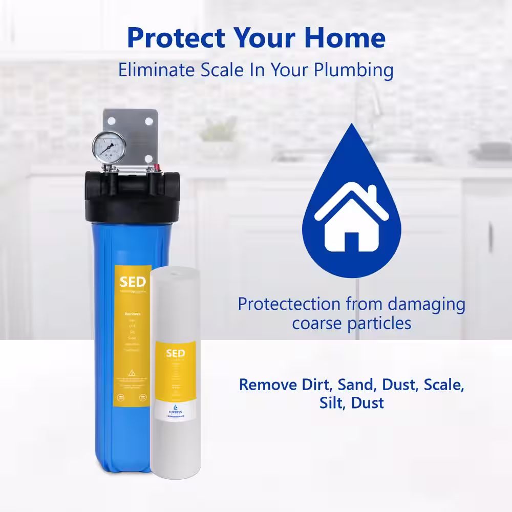 Express Water 1-Stage Whole House Water Filtration System - Sediment Filter - includes Pressure Gauge, Easy Release, 1 in. Connections