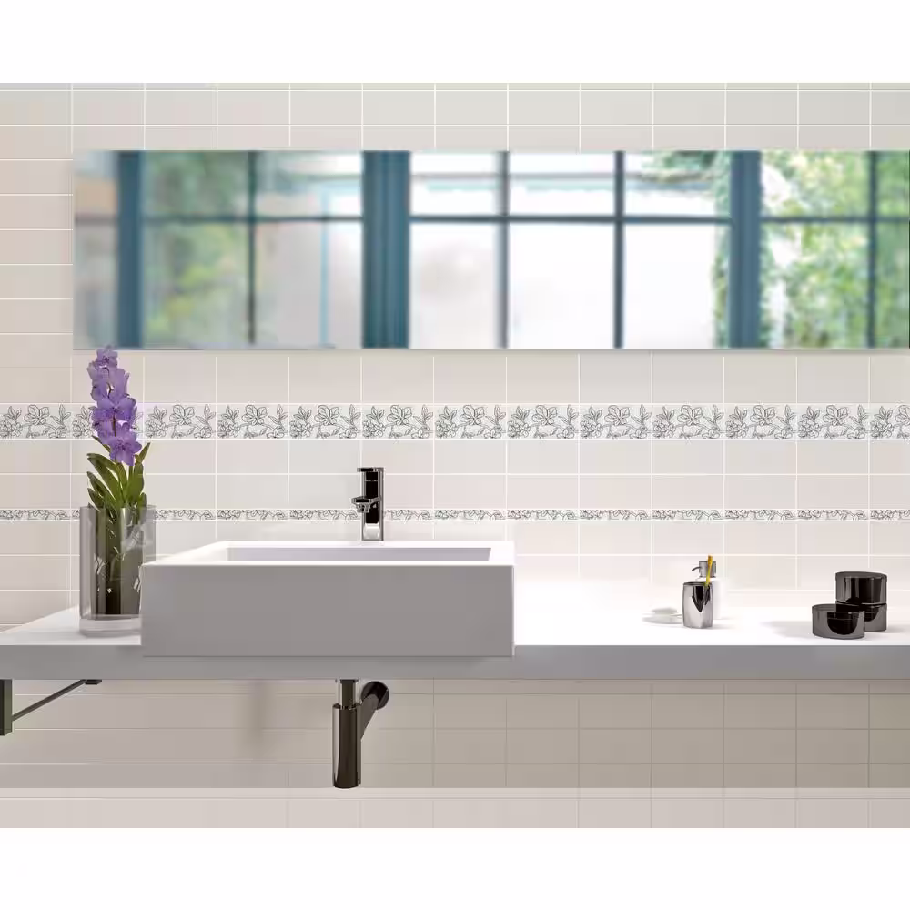 None Streamline Dorian White Glossy 4 in. x 16 in. Ceramic Wall Tile (10.39 Sq. Ft./Case)