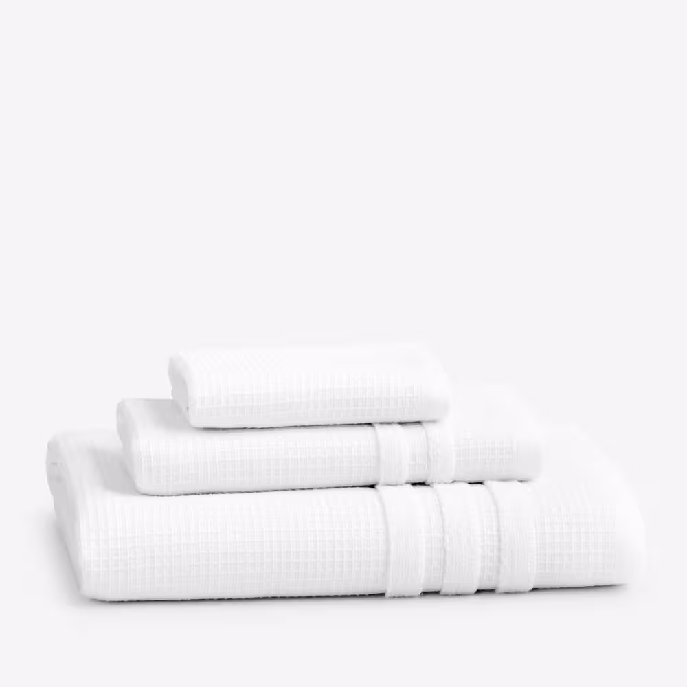The Company Store Legends Hotel Waffle White Solid Cotton Single Bath Towel