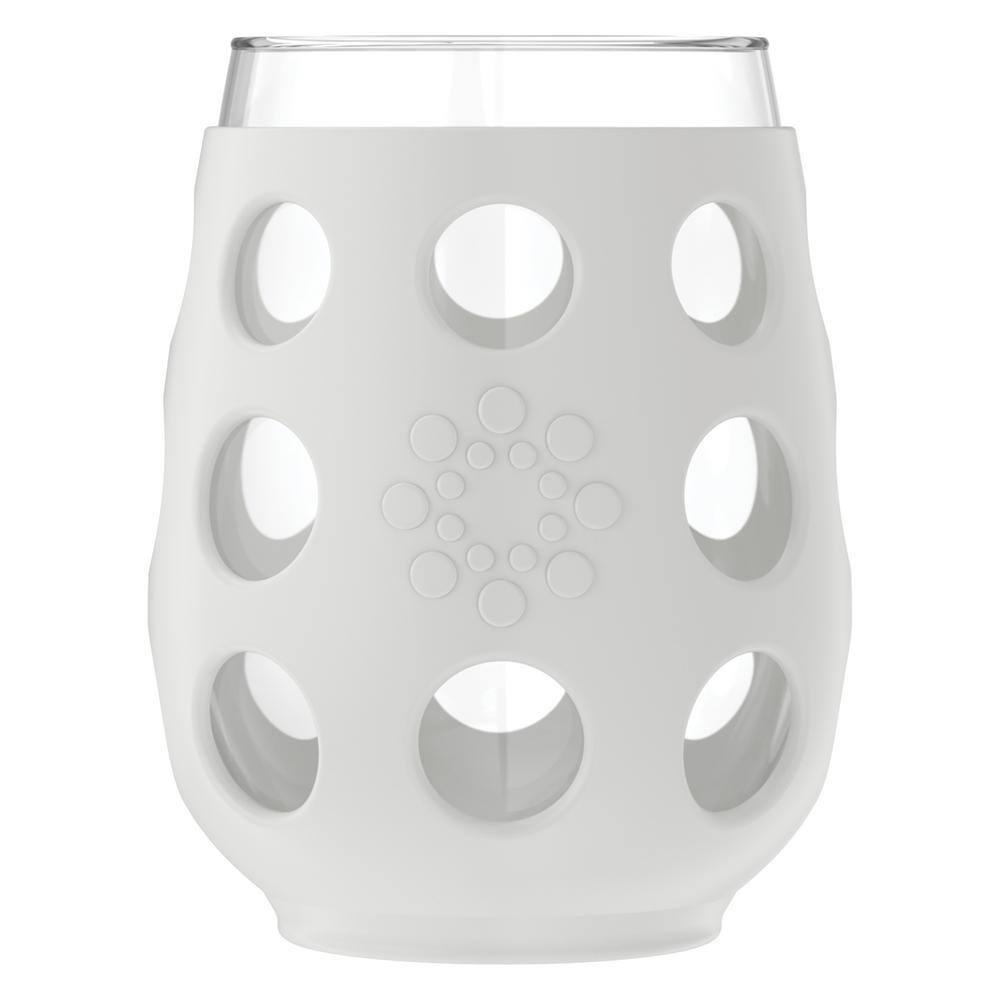None 17 oz. Stemless Wine Glasses with Protective Silicone Sleeves and Lids (Set of 4)