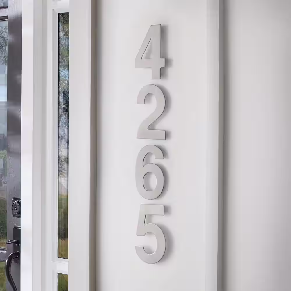 Everbilt 6 in. Silver Stainless Steel Floating House Number 5