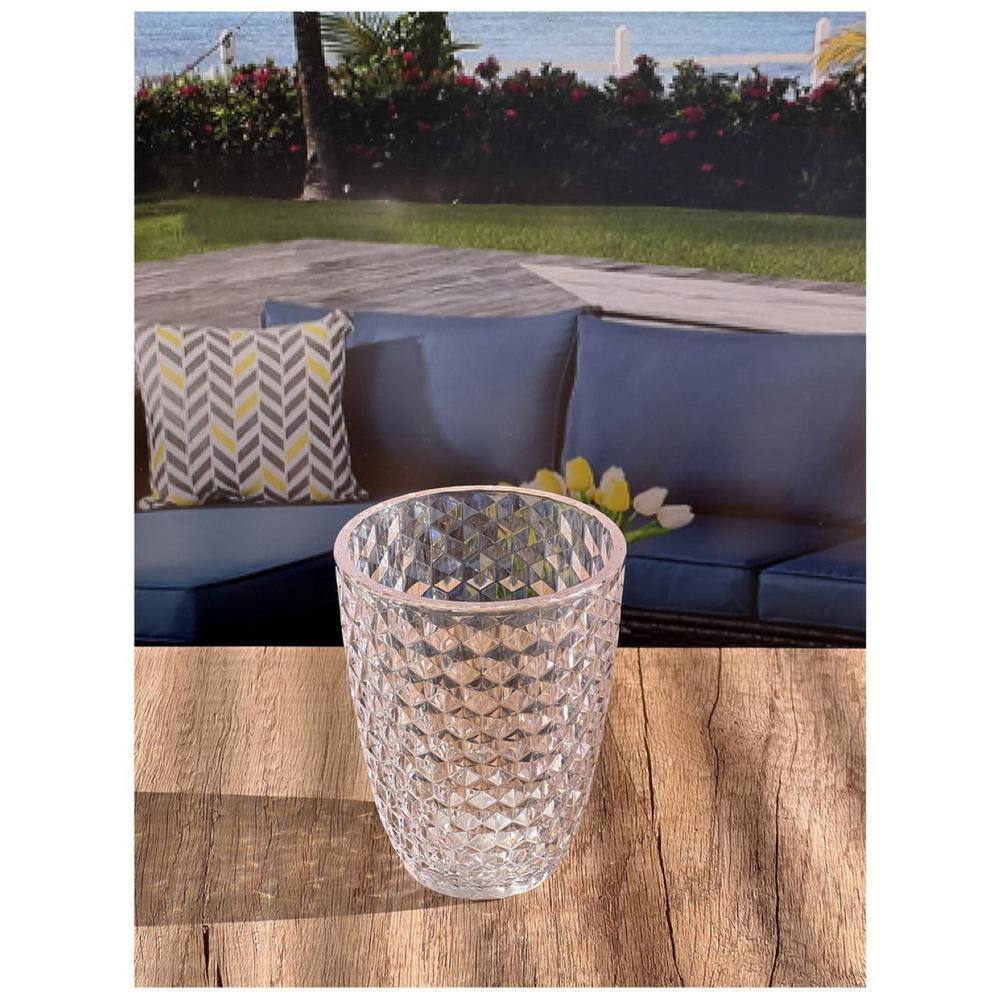Aoibox Set of 4 12 oz. Diamond Cut Clear Quality Unbreakable Stemless Acrylic Drinking Glasses