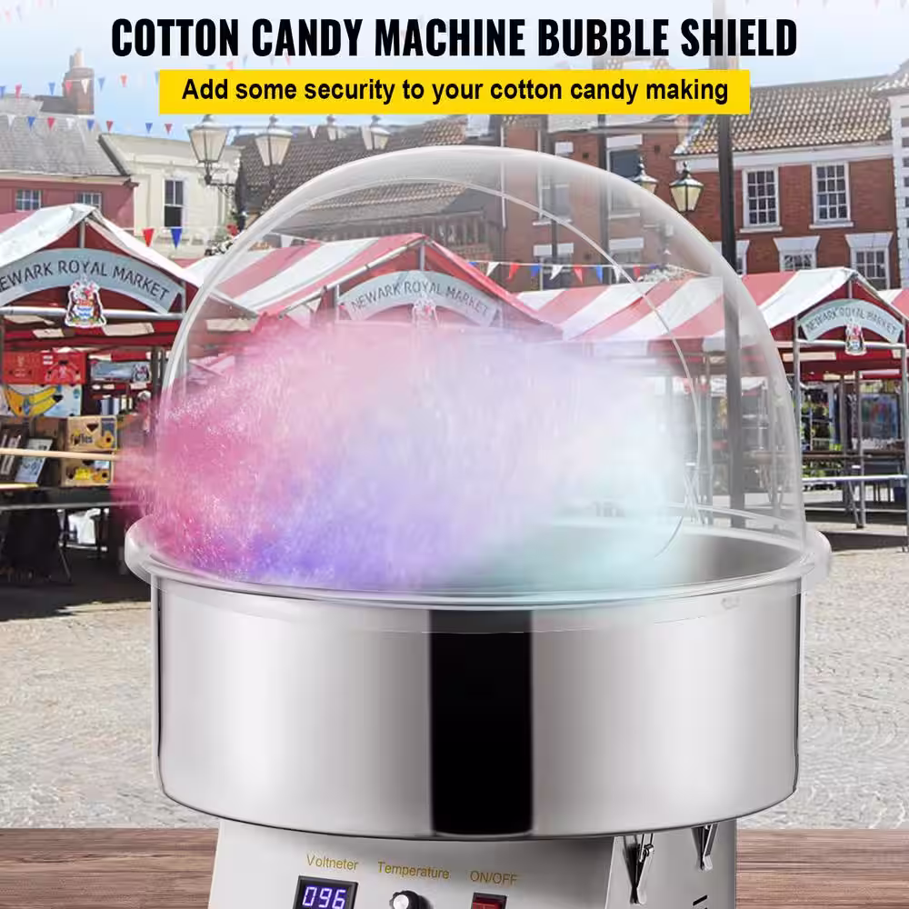VEVOR 21 in. Dia. Cotton Candy Machine Cover Plastic Bubble Shield for Commercial Floss Maker,Clear