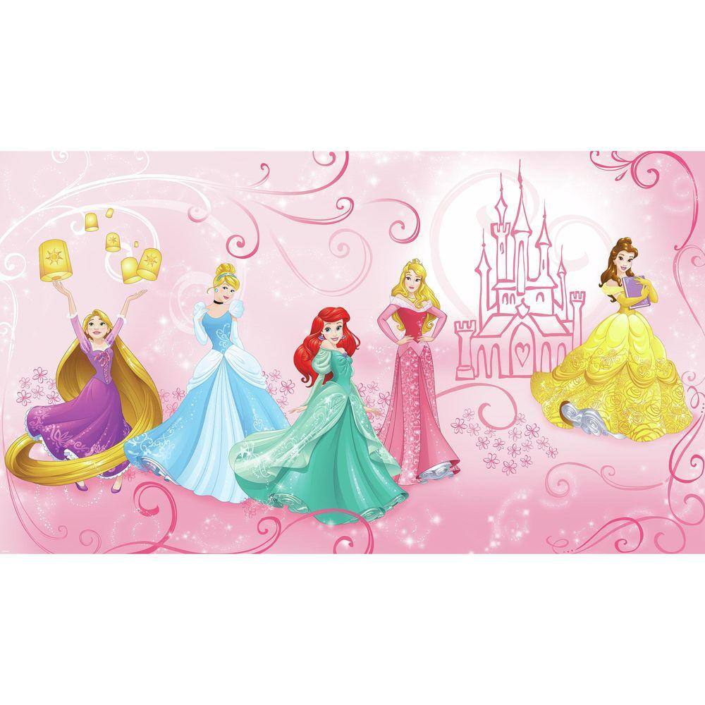 RoomMates 72 in. W x 126 in. H Disney Princess Enchanted XL Chair Rail 7-Panel Prepasted Wall Mural