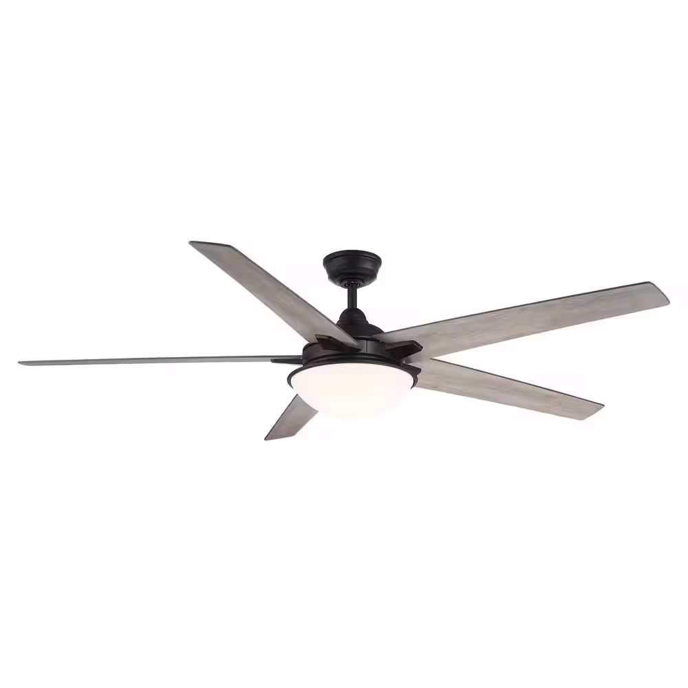 Hampton Bay Belvoy 70 in. Integrated LED Indoor Matte Black Ceiling Fan with Light and Remote Control