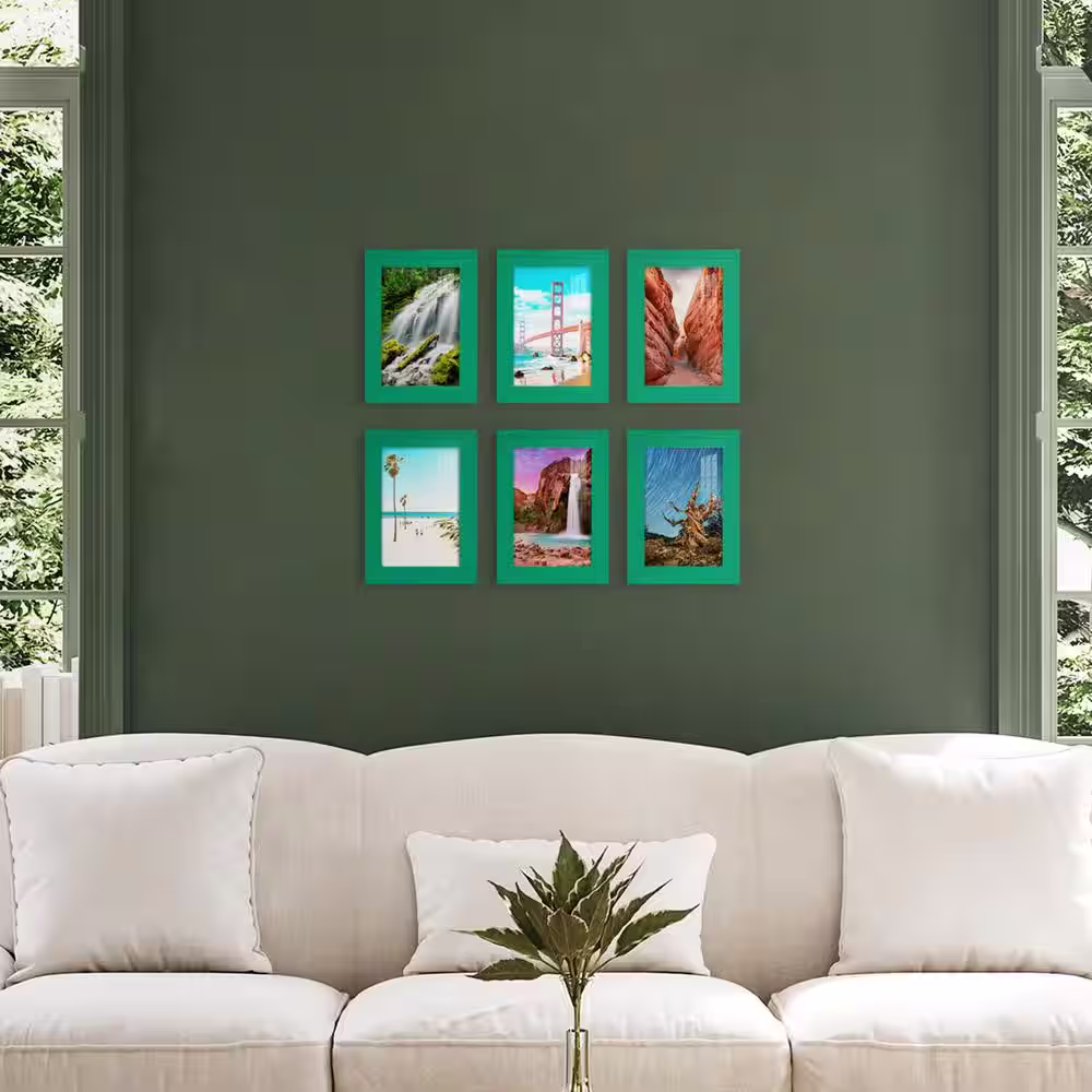 None Textured 5 in. x 7 in. Green Picture Frame (Set of 6)