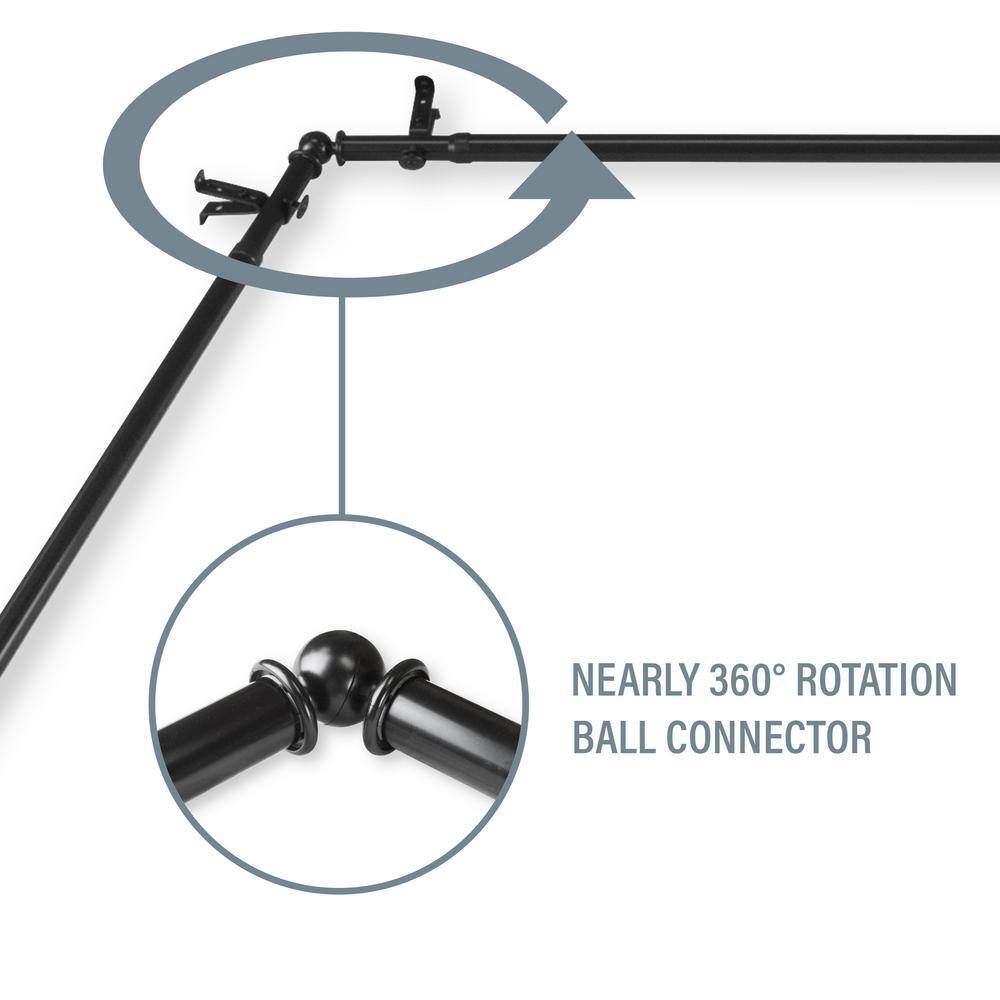 Rod Desyne Poise 6-Sided 13/16 in. Dia Bay Window Single Curtain Rod in Black