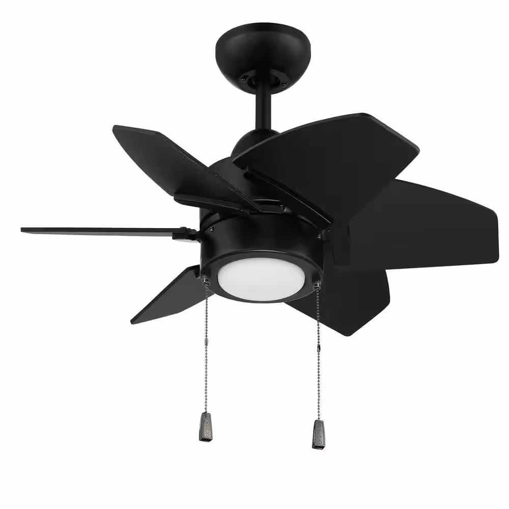 CRAFTMADE Propel II 24 in. Integrated LED Indoor/Outdoor Dual Mount 3-Speed Flat Black Finish Ceiling Fan with Light Kit