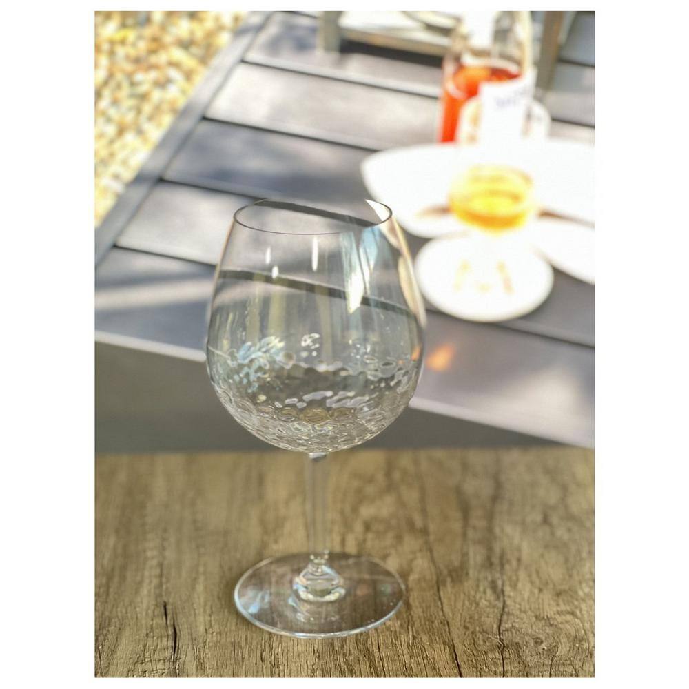 None 22 oz. Premium Quality Unbreakable Stemmed Acrylic Swirl Clear Glasses (Set of 4) for All Purpose Red or White