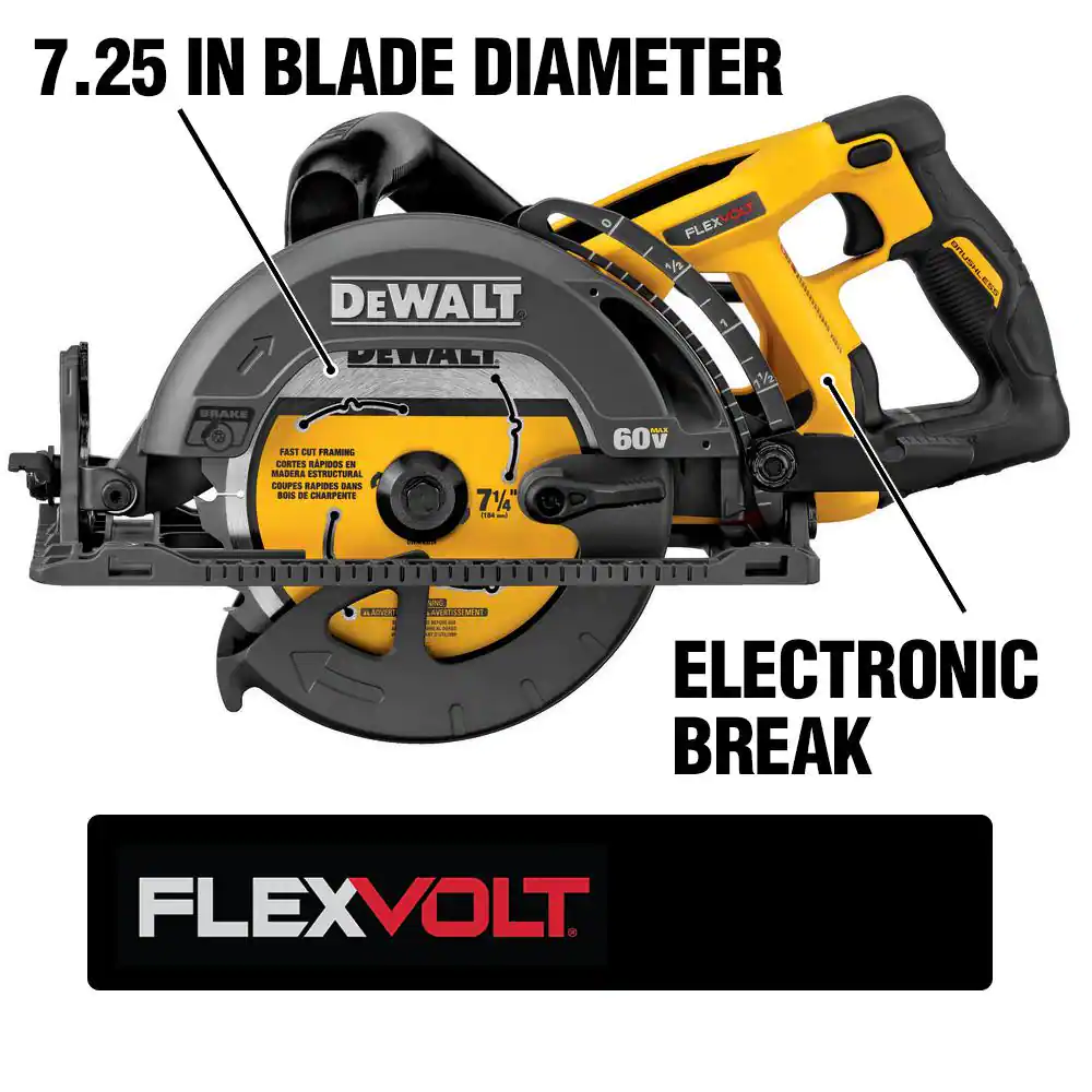 DEWALT FLEXVOLT 60V MAX 7-1/4 in. Cordless Worm Drive Style Saw with 9.0Ah Battery Kit