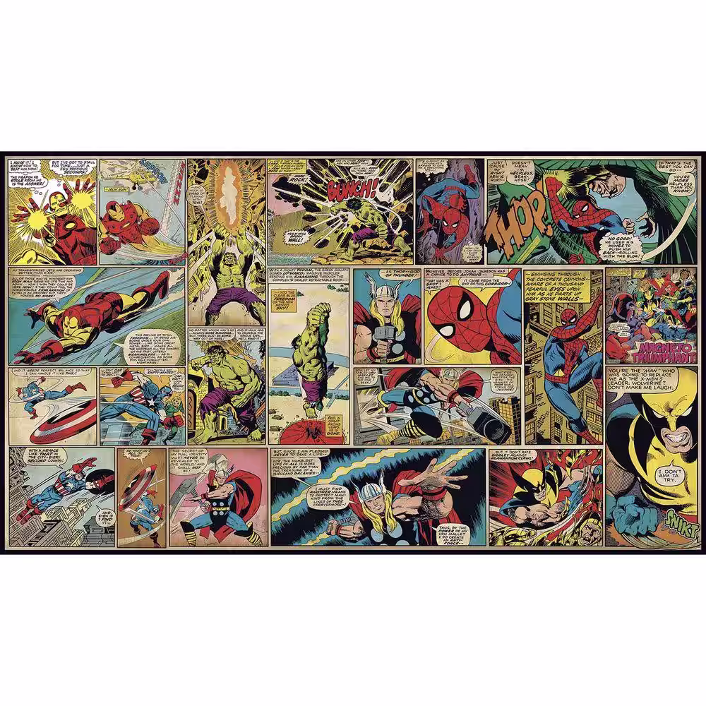 RoomMates 72 in. x 126 in. Marvel Classics Comic Panel Ultra-Strippable Wall Mural