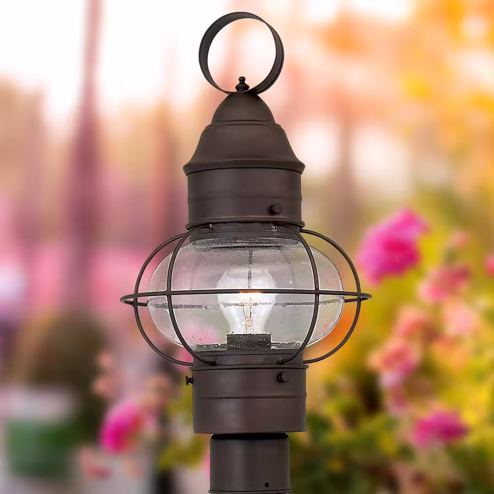 Designers Fountain Nantucket 1-Light Rustique Steel Line Voltage Outdoor Weather Resistant Post Light with No Bulb Included