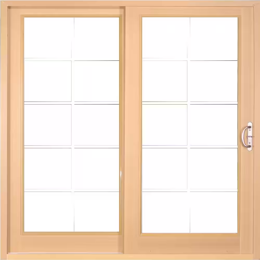 MasterPiece 72 in. x 80 in. White Exterior with Woodgrain Interior Left-Hand Composite Prehung DP50 Sliding Patio Door