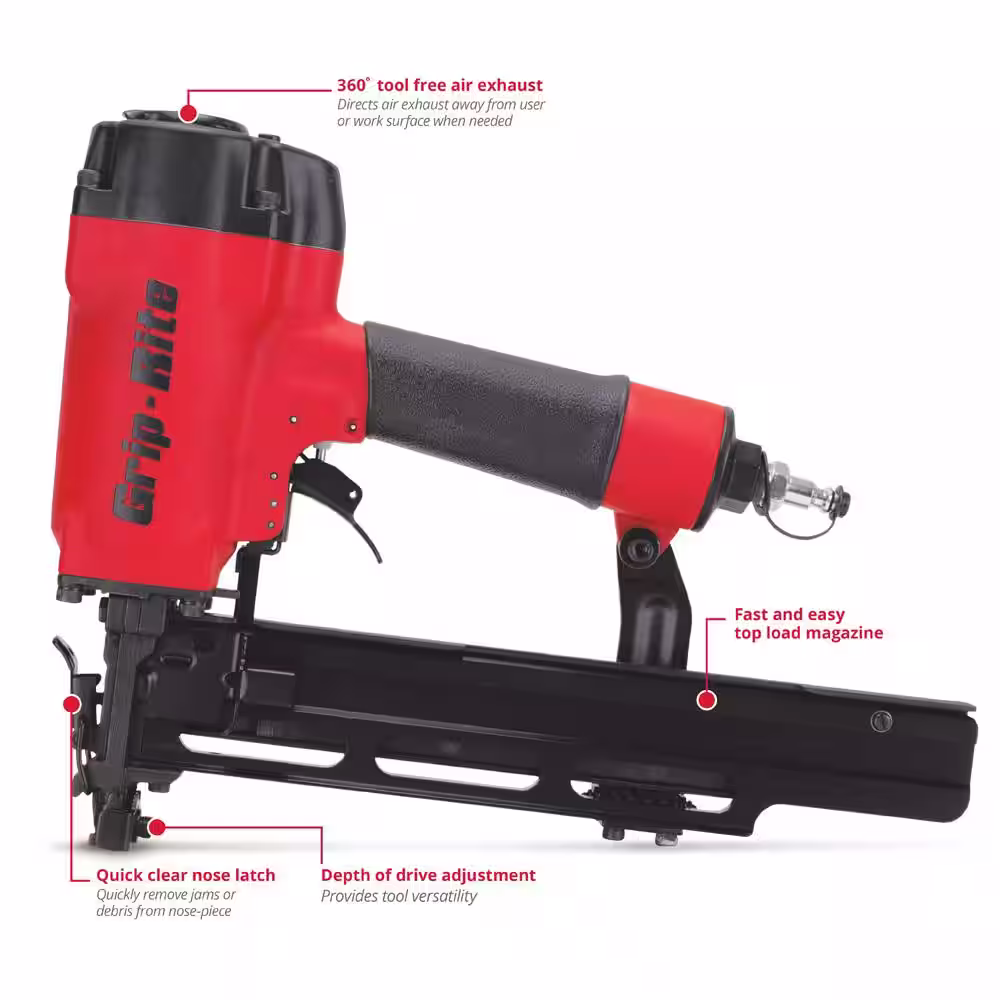 Grip-Rite GR Industrial 16-Gauge 2 in. Medium Crown Stapler, 7/16 in. EZ-CLEAR Nose