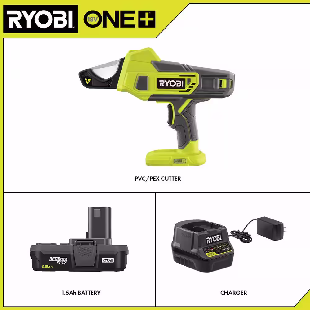 RYOBI ONE+ 18V Pex and PVC Shear Cutter for 1/4 in. to 2 in. Kit with (1) 1.5 Ah Battery and Charger