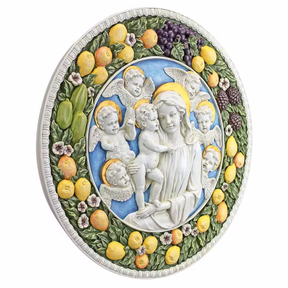 Design Toscano 17 in. x 17 in. Virgin Mary and Child Roundel Wall Sculpture