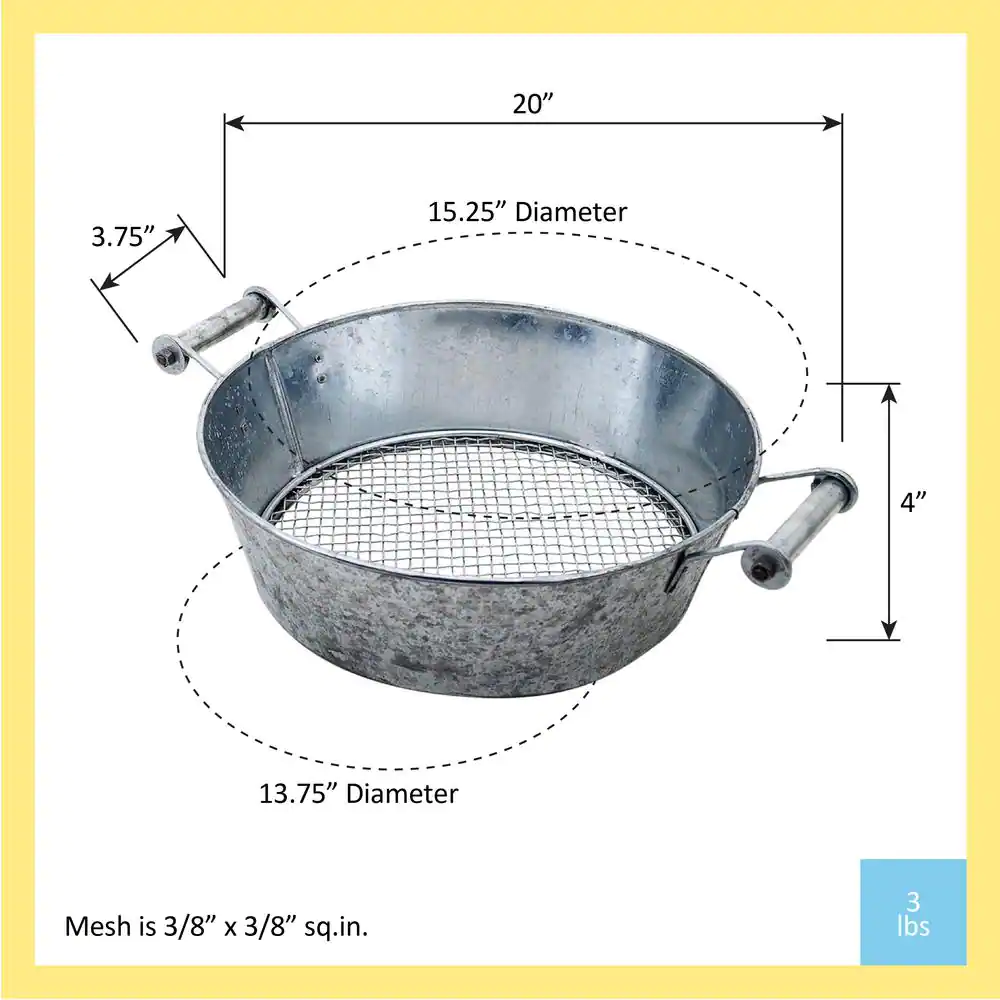 ACHLA DESIGNS 19 in. W 150 oz. Capacity Galvanized Steel Compost Sifter