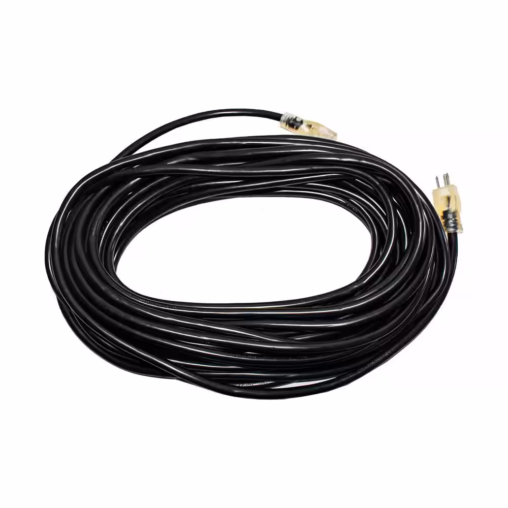 None 75 ft. 12/3 SJTW 15 Amp 125-Volt 1875-Watt Lighted End Indoor/Outdoor Black Heavy-Duty Extension Cord (2-Pack)