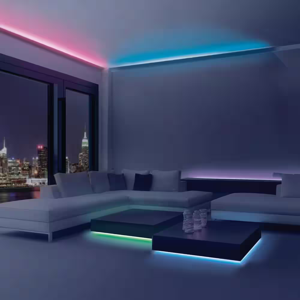 Merkury Innovations Plug in 12 ft. RGB LED Strip Light Weatherproof 120 LED Color Changing with 24-Key Remote Control Under Cabinet Lighting