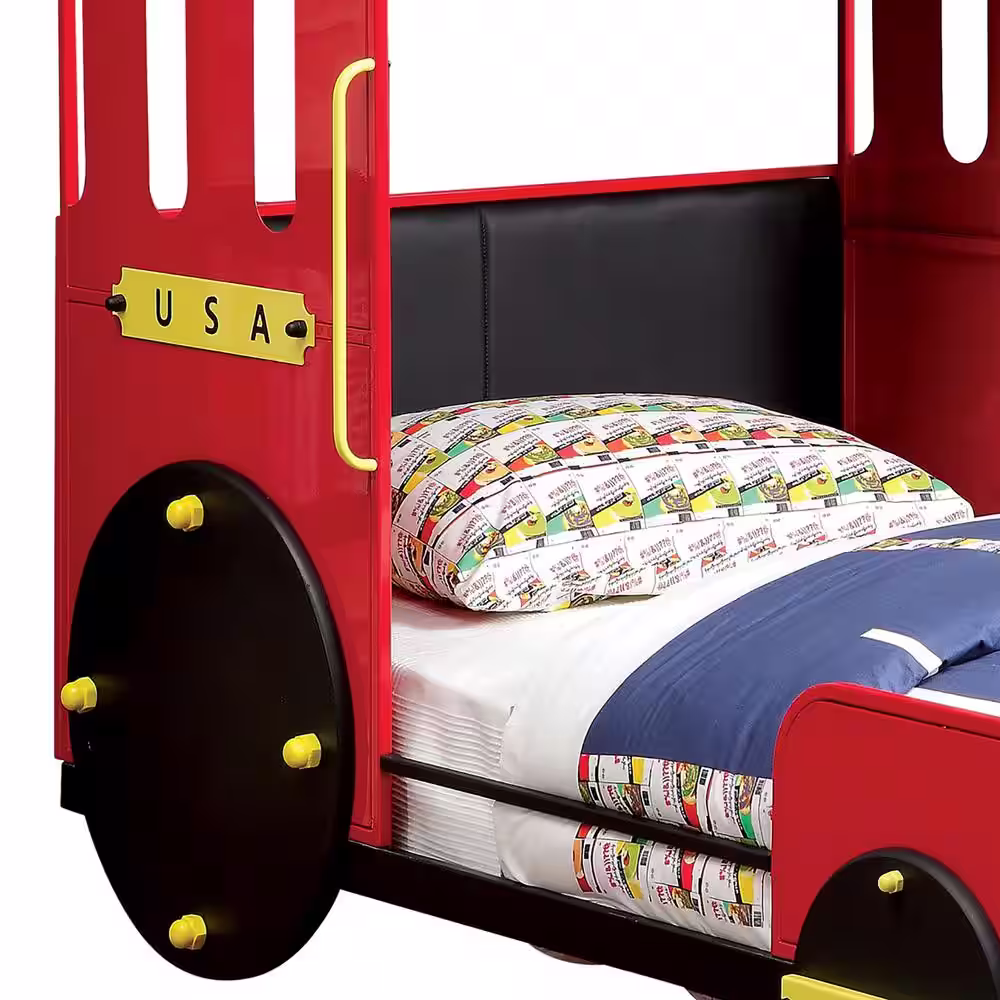 Furniture of America Ash Meadow Red and Black Steel Train Twin Bed