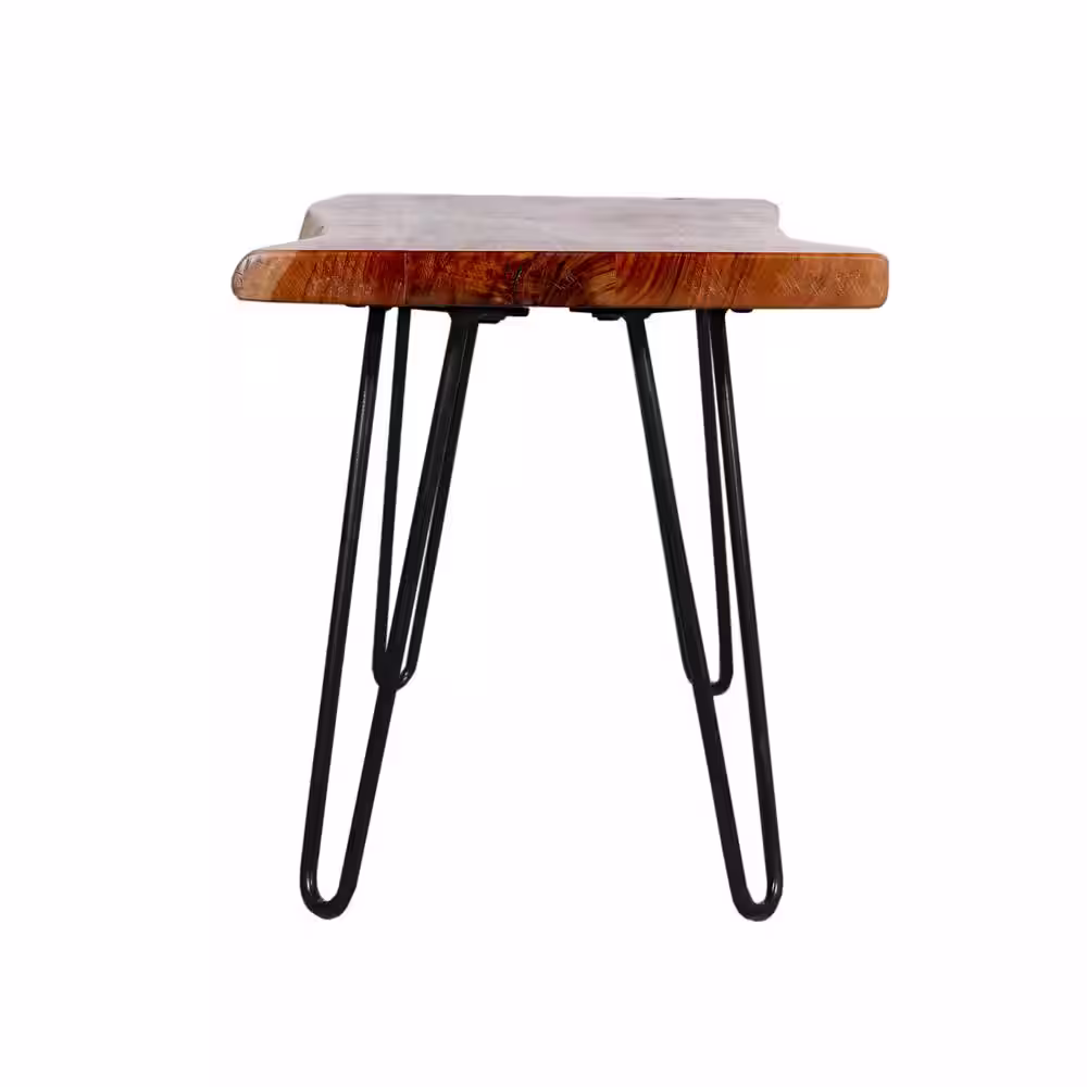Alaterre Furniture Hairpin Natural Live Edge Wood with Metal 48 in. Bench