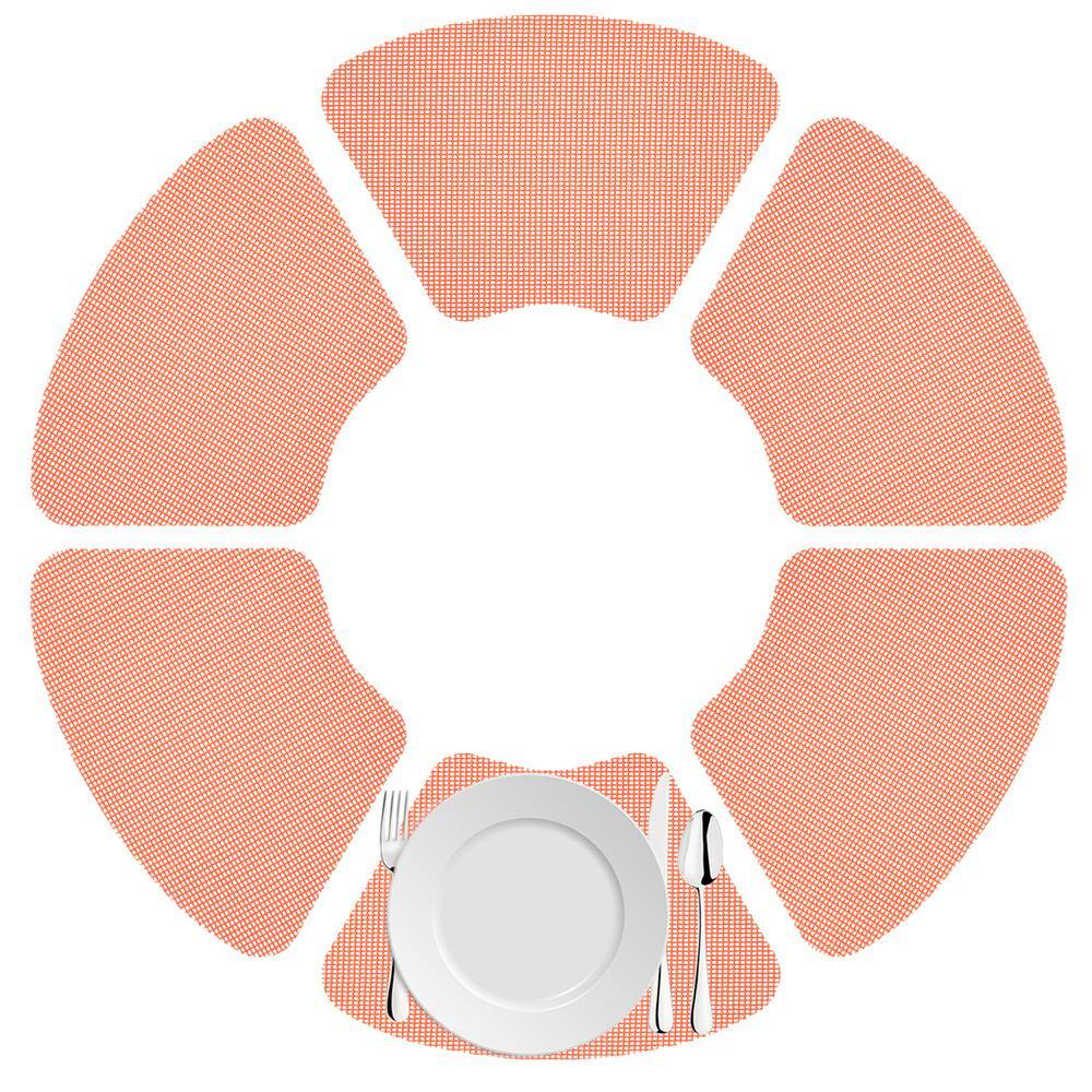 Kraftware Fishnet 19 in. x 13 in. Burnt Coral PVC Covered Jute Wedge Placemat (Set of 6)