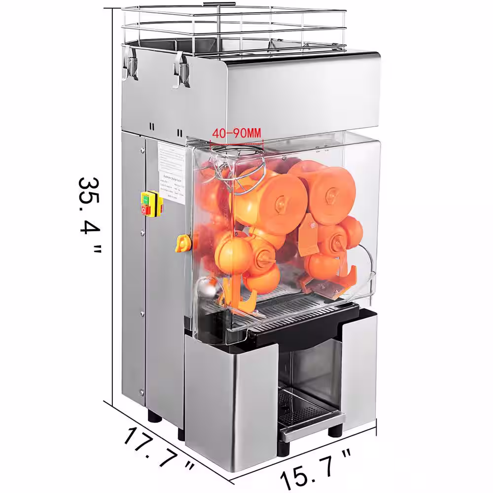 VEVOR Commercial Juicer Machine 120 Watt Stainless Steel Automatic Feeding Juice Extractor with Pull-Out Filter for Restaurant