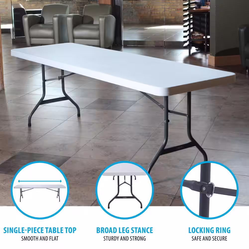 Lifetime 8 ft. White Granite Plastic Folding Table (Commercial)