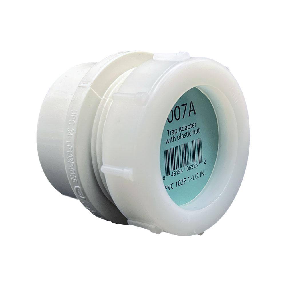 VPC 1-1/2 in. PVC DWV SPG x Slip-Joint Trap Adapter with Nut