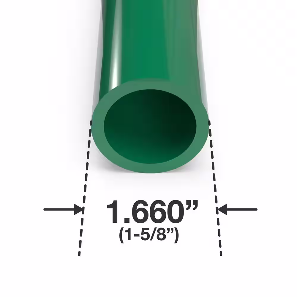 Formufit 1-1/4 in. x 5 ft. Green Furniture Grade Schedule 40 PVC Pipe (2-Pack)